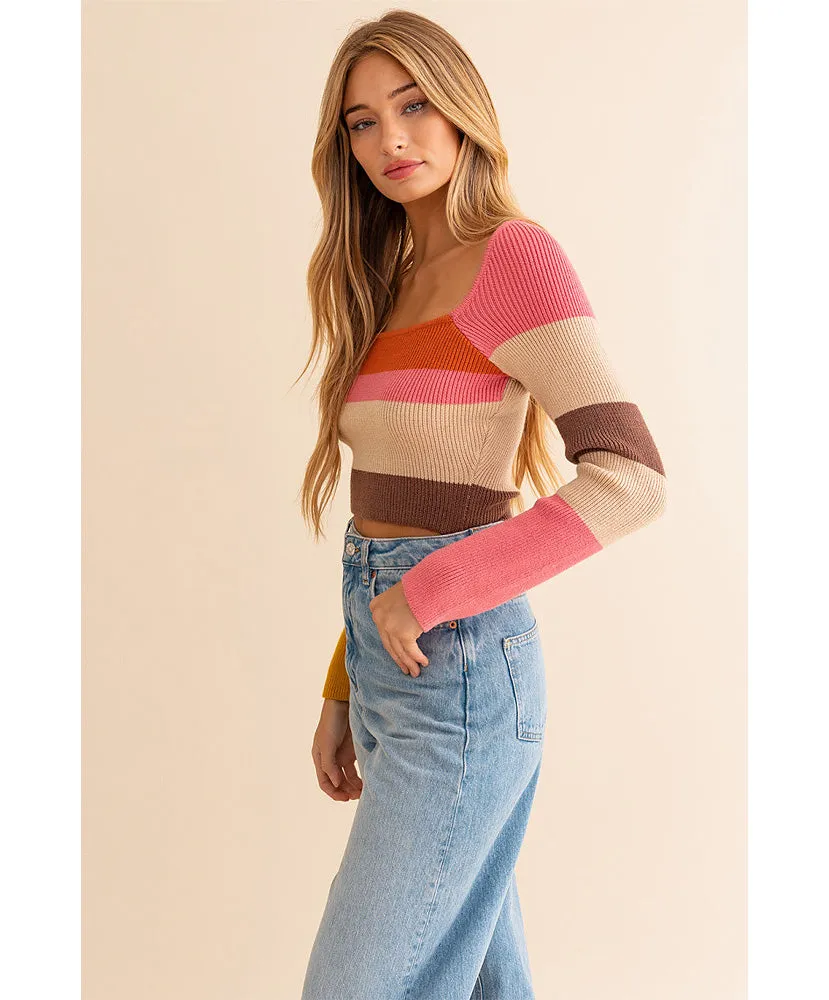 Callie Color Block Stripe Sweater