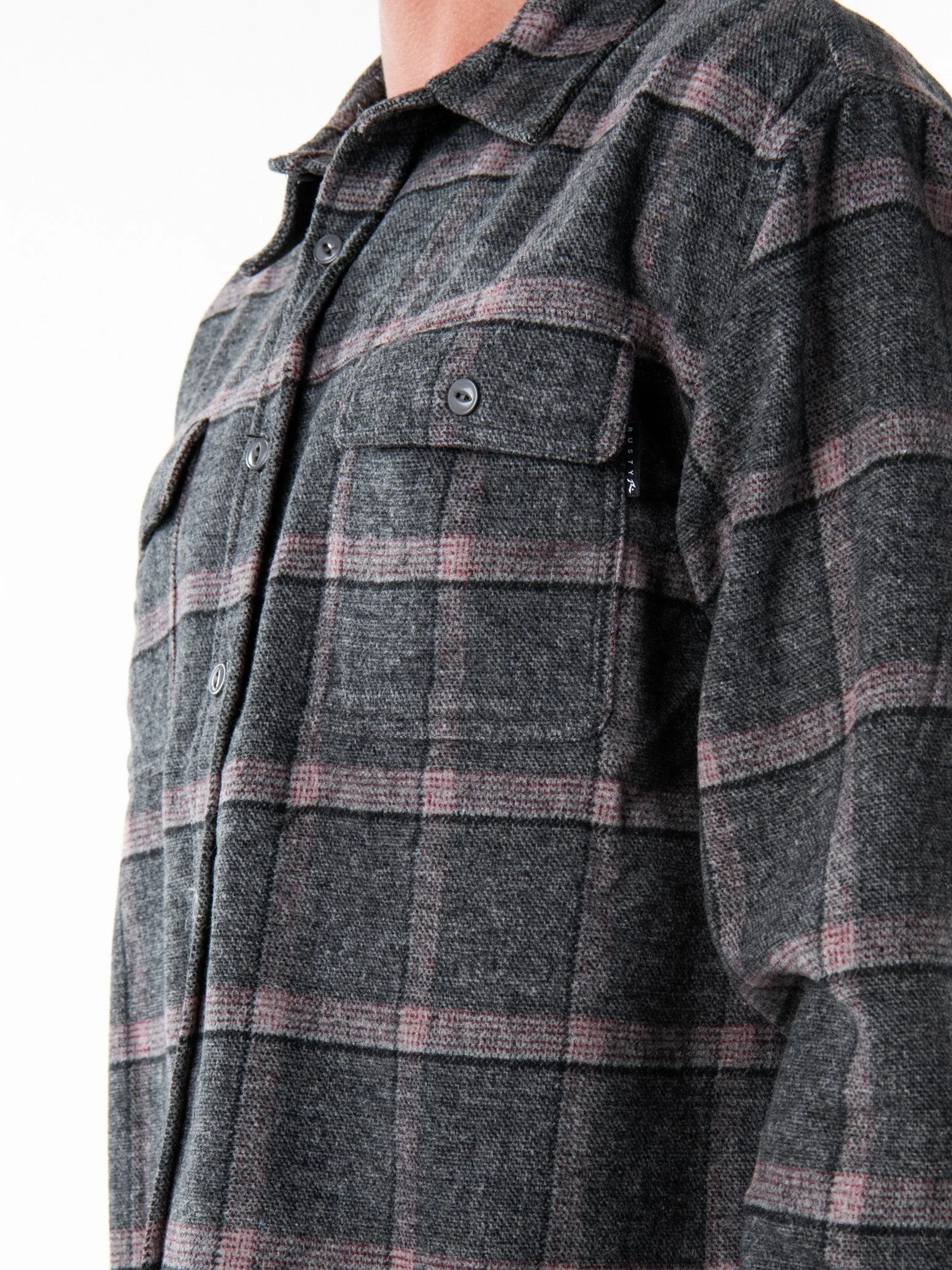 Hair Brush Long Sleeve Overshirt - Grey Marle