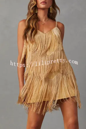 Rodeo Nights Fringed V Neck Mini Dress