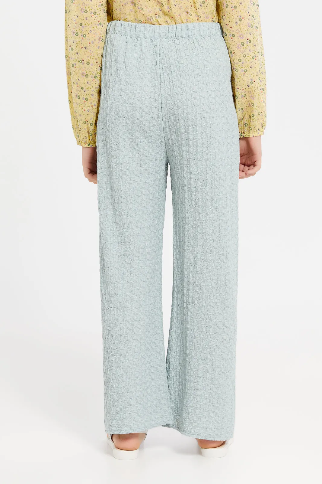 Senior Girls Mint Jacquard Culotte Pants
