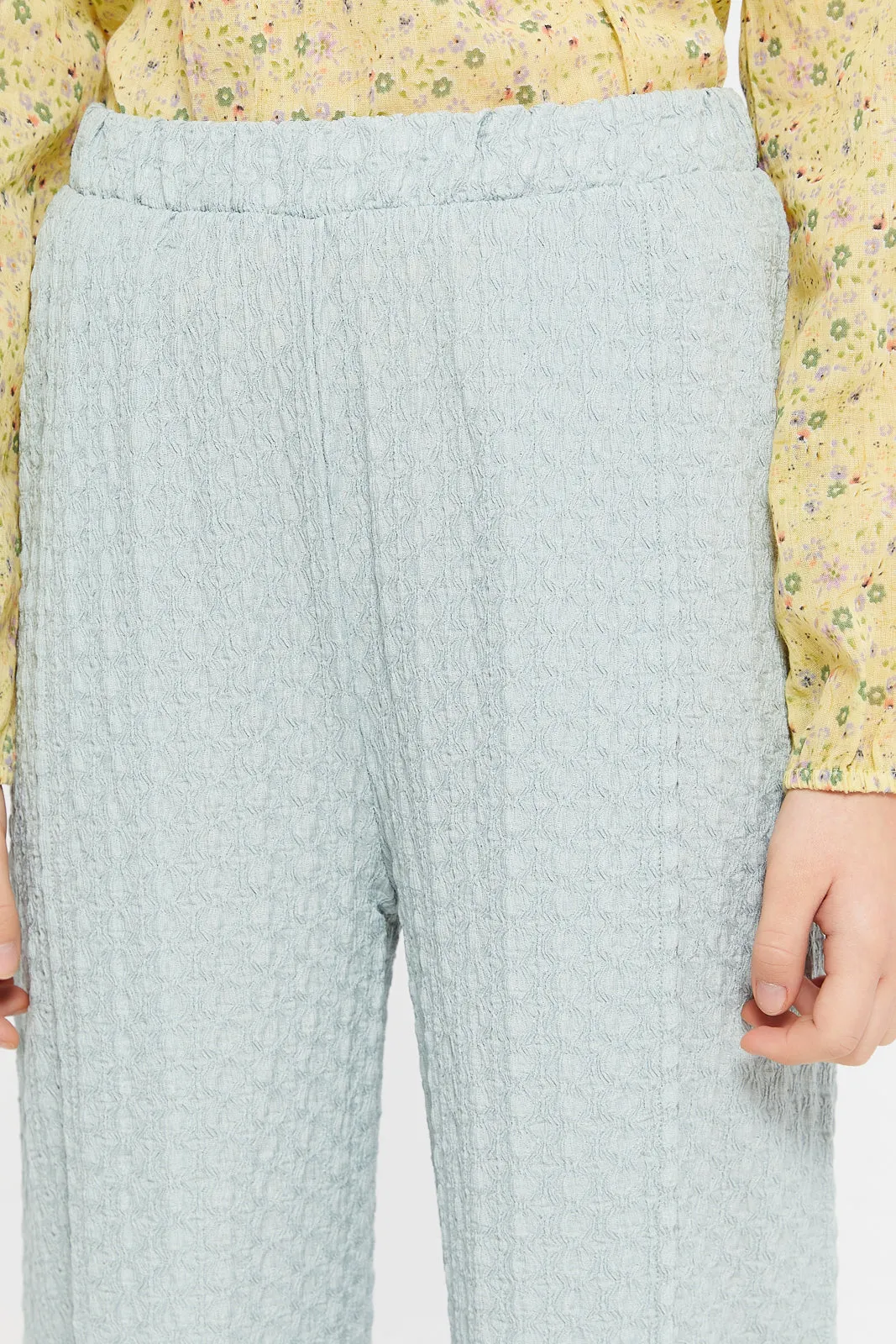 Senior Girls Mint Jacquard Culotte Pants